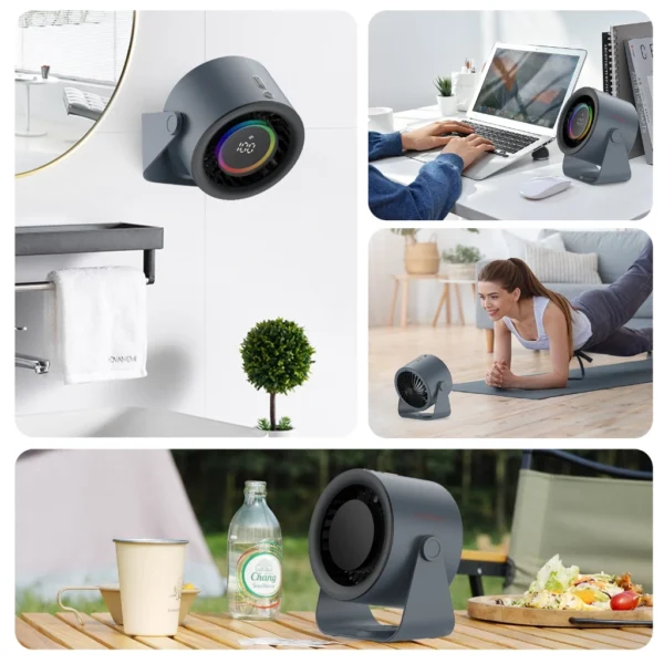 GOOJODOQ 100レベル可変速USBデスクファン静かな動作循環式充電式テーブルファン