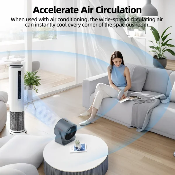 GOOJODOQ 100レベル可変速USBデスクファン静かな動作循環式充電式テーブルファン