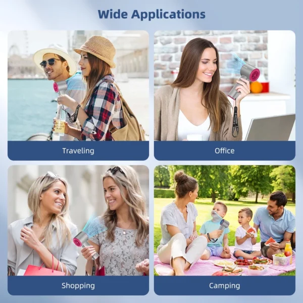 GOOJODOQ ストロングウィンド100ギア高速携帯扇風機 LEDディスプレイ付き