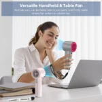 GOOJODOQ ストロングウィンド100ギア高速携帯扇風機 LEDディスプレイ付き