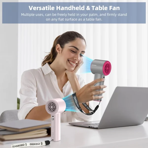 GOOJODOQ ストロングウィンド100ギア高速携帯扇風機 LEDディスプレイ付き