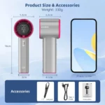 GOOJODOQ ストロングウィンド100ギア高速携帯扇風機 LEDディスプレイ付き