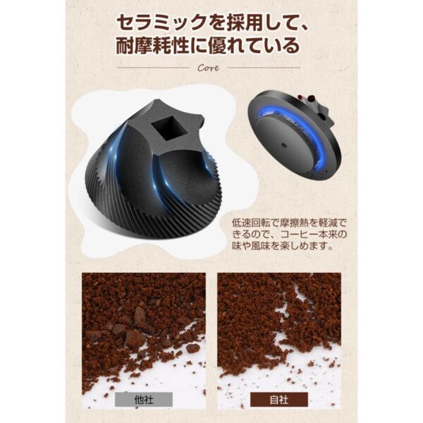 衛生法認証済 コーヒーミル 電動 臼式 コードレス 水洗い 小型 珈琲ミル セラミック刃 自動停止 お茶ミルグ ラインダー